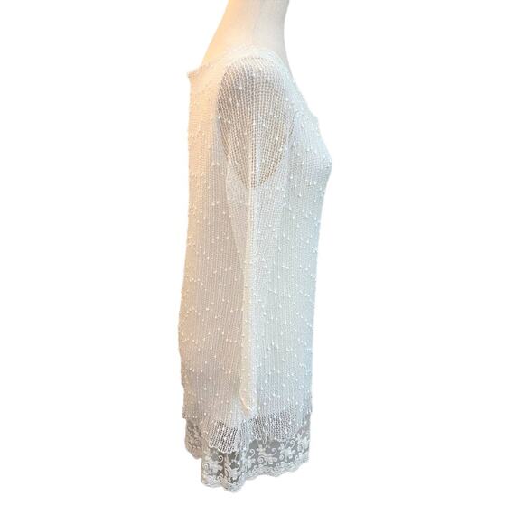 Clotheshead Cream Layered Lace and Sequins Tunic or Dress Size Small Petite - Picture 3 of 5